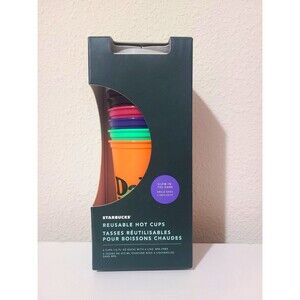 Starbucks 2020 Halloween Glow In The Dark 16oz Reusable Hot Cup & Lid 6 Set NEW